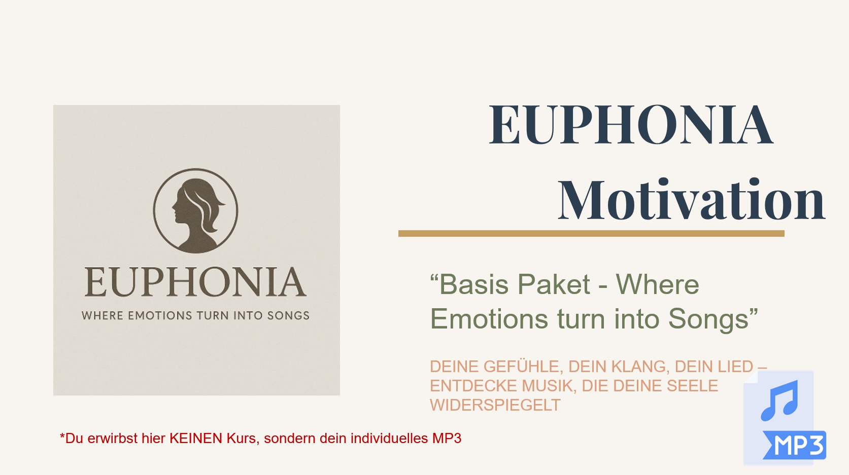 EUPHONIA / MP3 – Basic Paket „Where Emotions Turn into Songs“