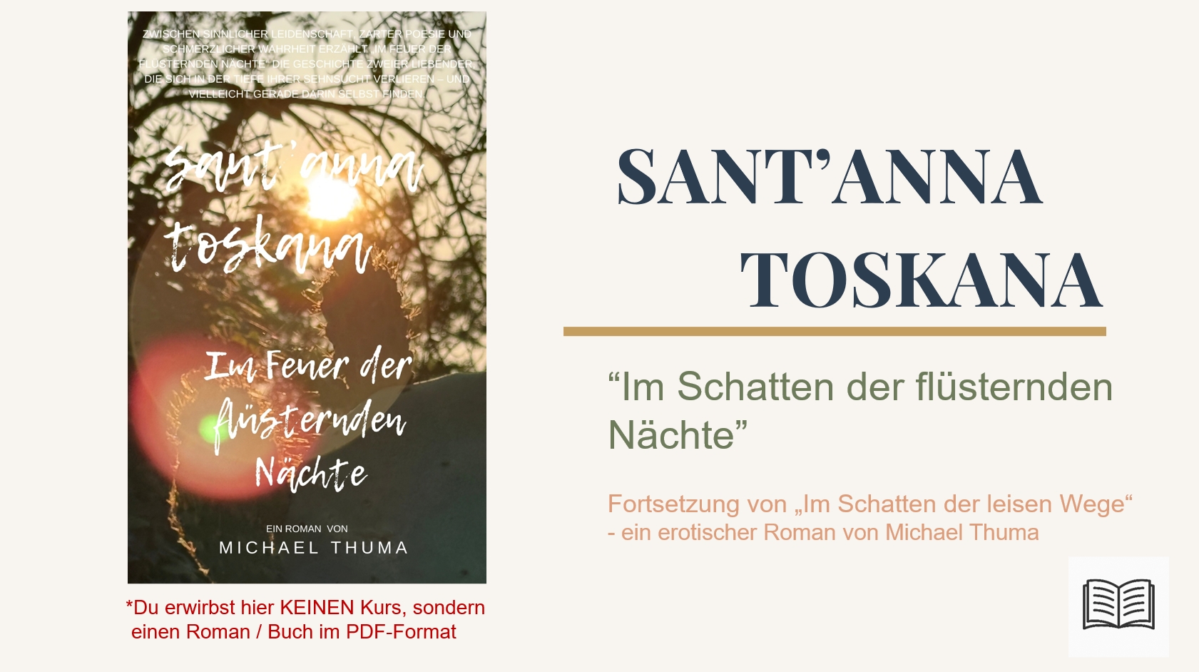 Buch / Roman: SANT’ANNA TOSKANA – „Im Feuer der flüsternden Nächte“